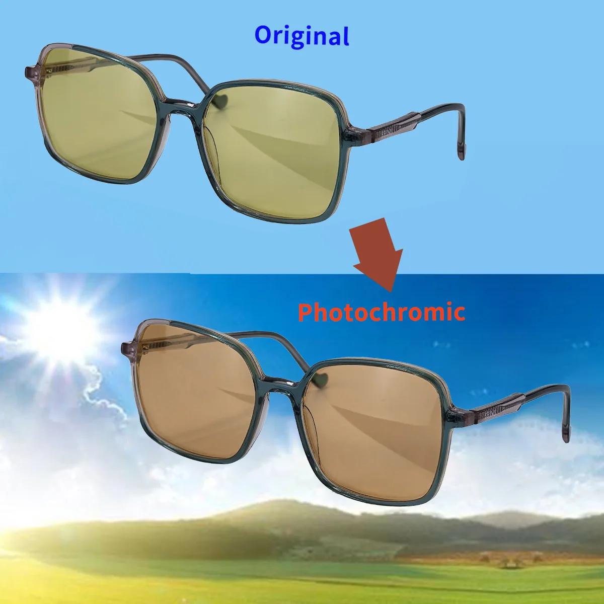 

Фотохромные Солнцезащитные Очки Женские Ацетатные Солнцезащитные Очки Женские Очки для Вождения Днем и Ночью Очки для Компьютера с Защитой от Синего Света Большой Размер 144 мм