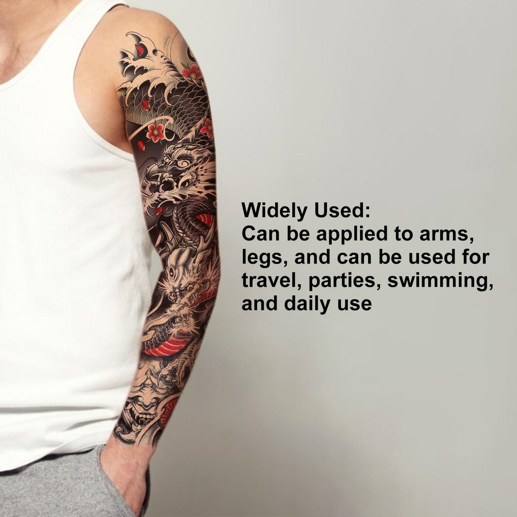 8 Sheets Full Sleeve Temporary Tattoos Watrproof Full Arm Fake Sleeve Tattoos Stickers Body Art for Women Man