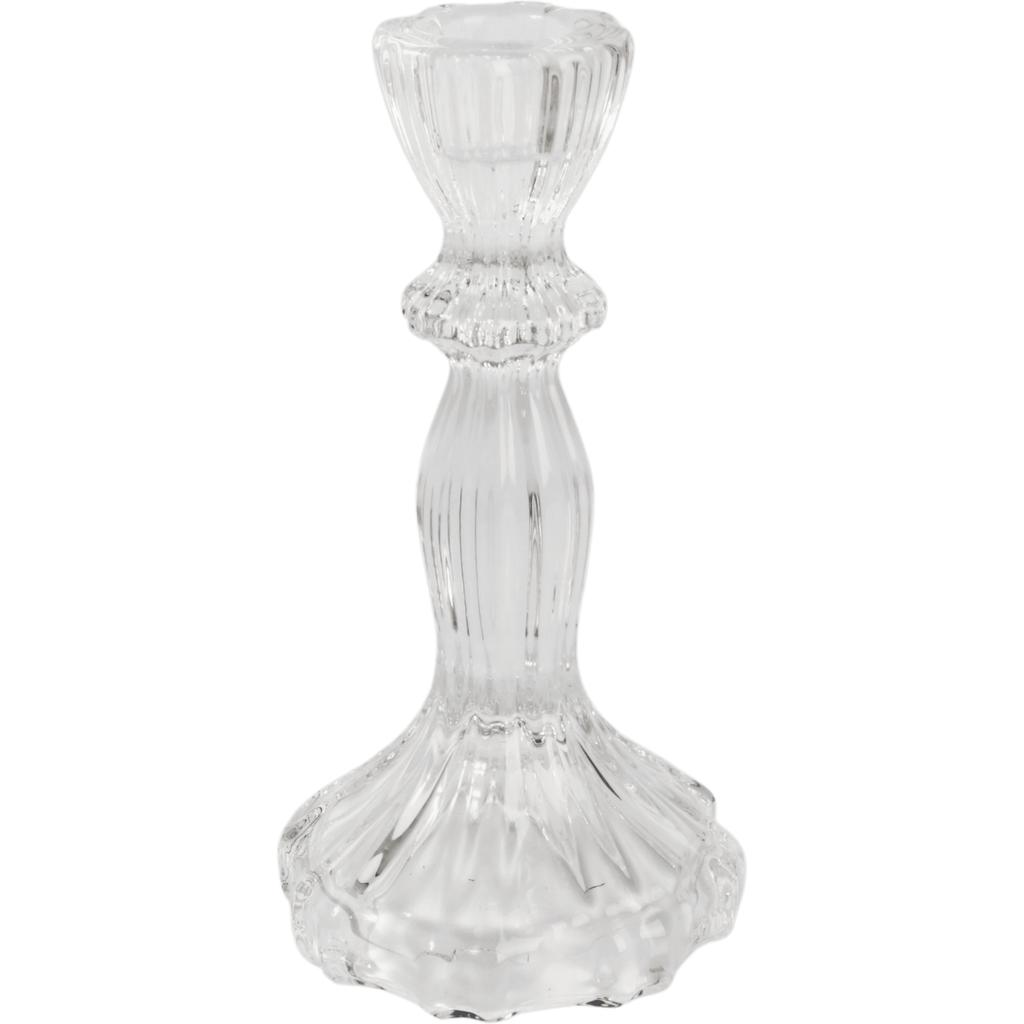 Transparent Glass Candelabra, Height 16 Cm, for 1 Long Candle