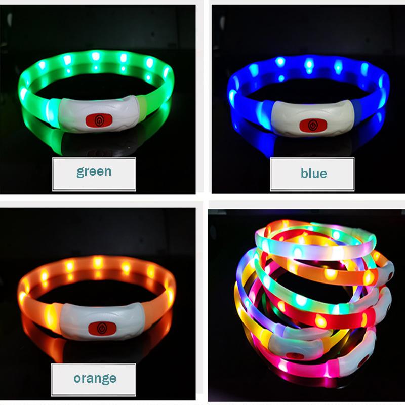 1 ADET Silikon Led Köpek Tasması Usb Şarj Edilebilir Işıklı Köpek Tasması Anti-Kayıp/Araba Kazası Güvenliği Evcil Hayvan Işık Tasması Köpek Aksesuarları için