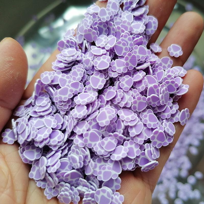 1KG DIY Craft Slime Filler Animal Polymer Clay Slices Cat Claw Pad Bear Paw Acrylic Rhinestone Mixture Polymer Clay Sprinkles