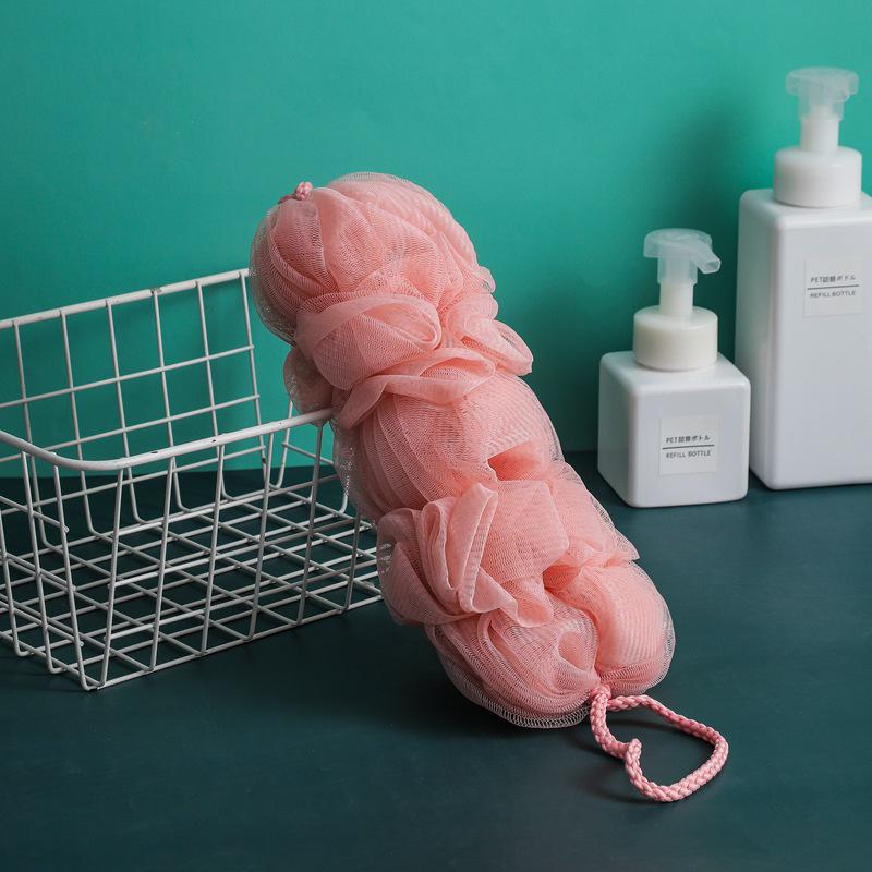 Plain Color Long Bath Loofah: Exfoliating Shower Essential for Back Scrubbing & Foaming. Approximately 40cm