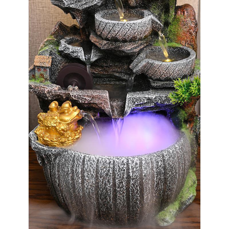 Desktop Feng Shui Rockery Water Feature with Recirculating Ball for Wealth and Luck, Perfect for Office, Living Room, or Opening Ceremony Gift.