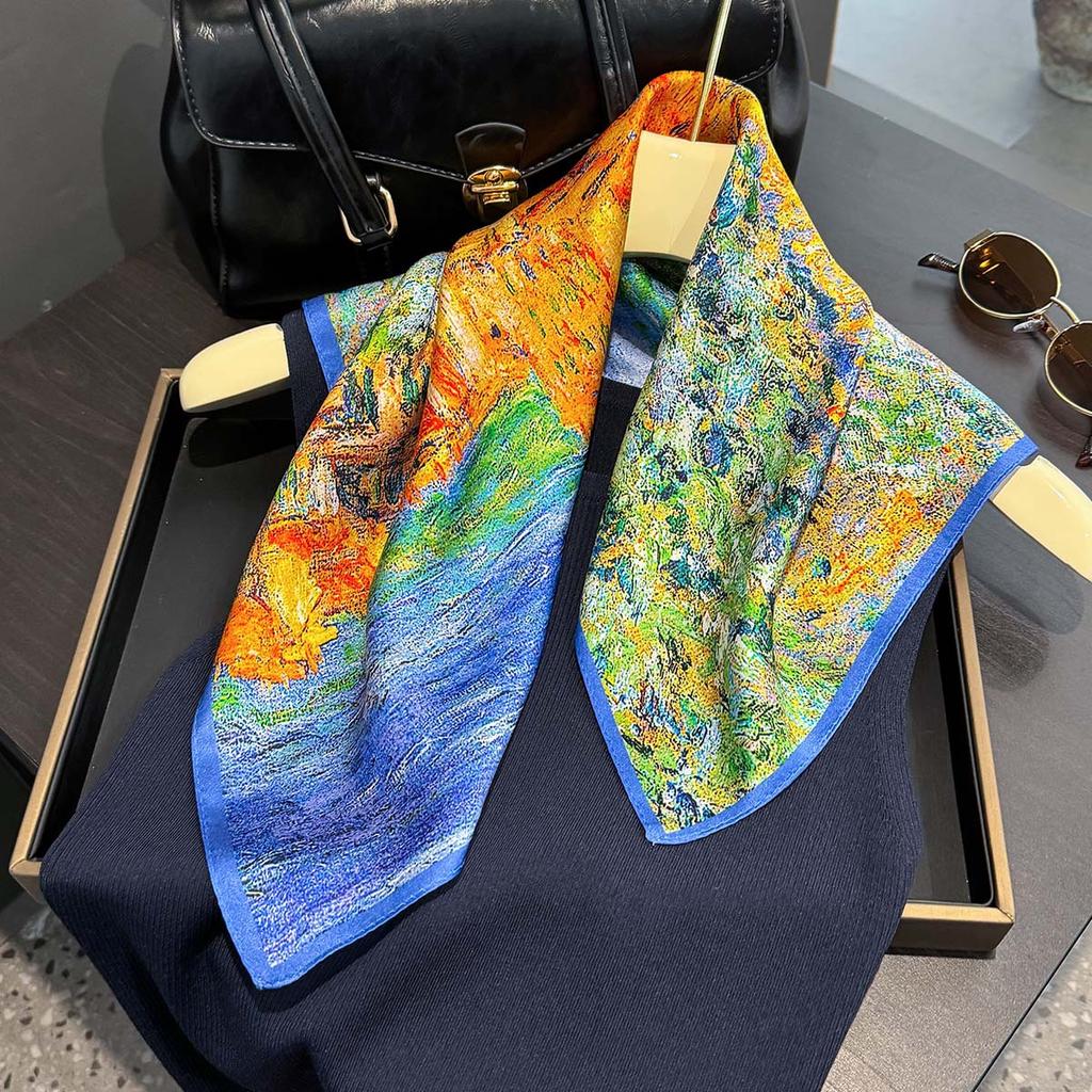 Fashion 100% Real Silk Scarf 53cm Square Bandelet Women's Silk Temperament Small Scarf Neck Decorative Wrap Printed Scarves