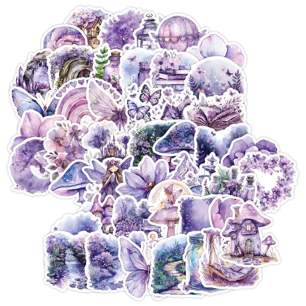 50-Piece Fairytale Garden Waterproof Sticker Set for Water Bottles and Luggage