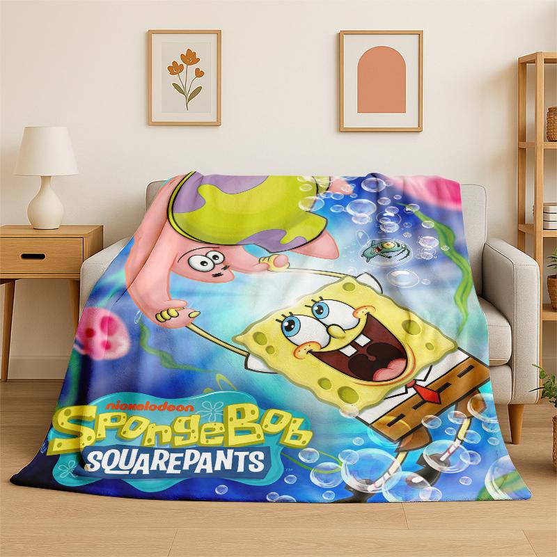Cartoon SSpongeBob Patrick Star Flannel Blanket Soft Warm Throw Blanket for Bedroom Living Room Bed Travel Camping Picnic Kid