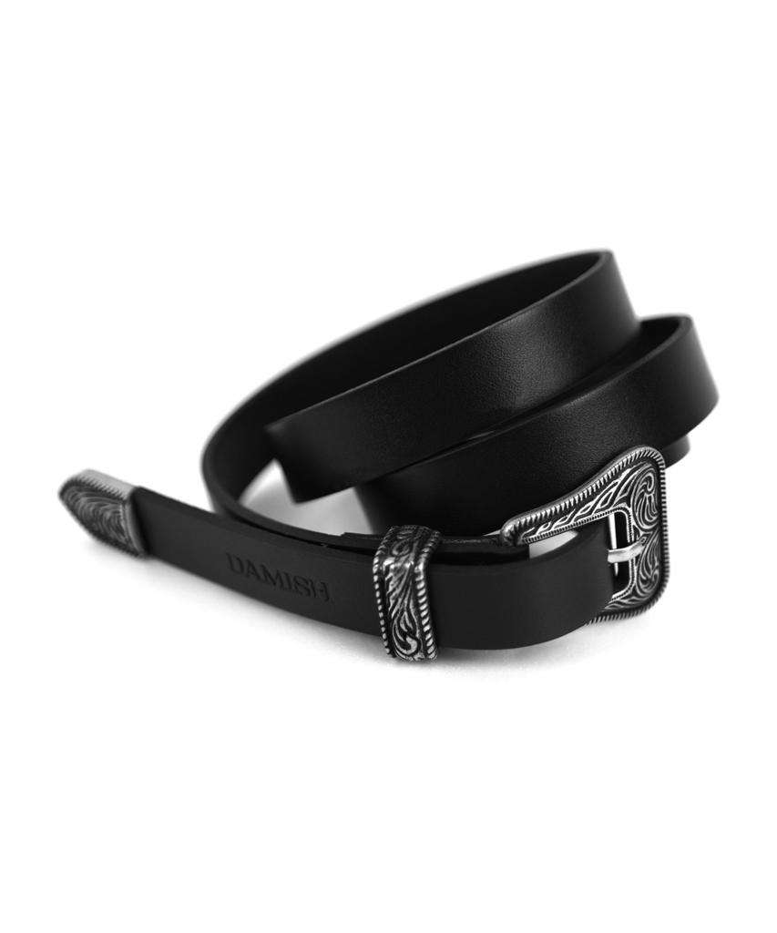 Damiswi Paisley Buckle Western Cowhide Belt_Black