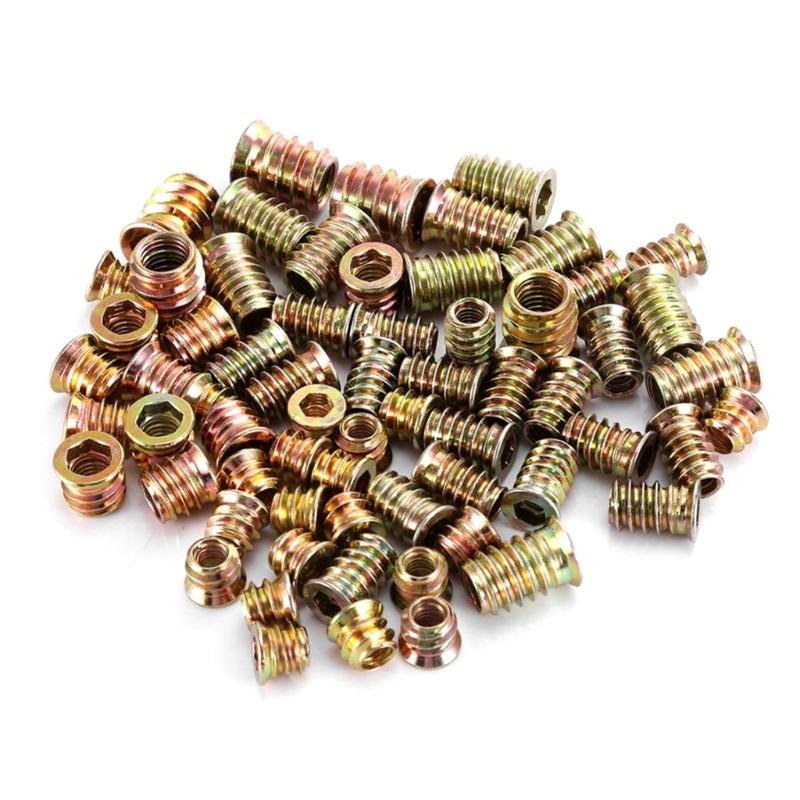 65Pieces Portable M6 Threaded Sleeve Nut Home Accessory For Pine Plywood and Composites Panel Fastening Tool Set