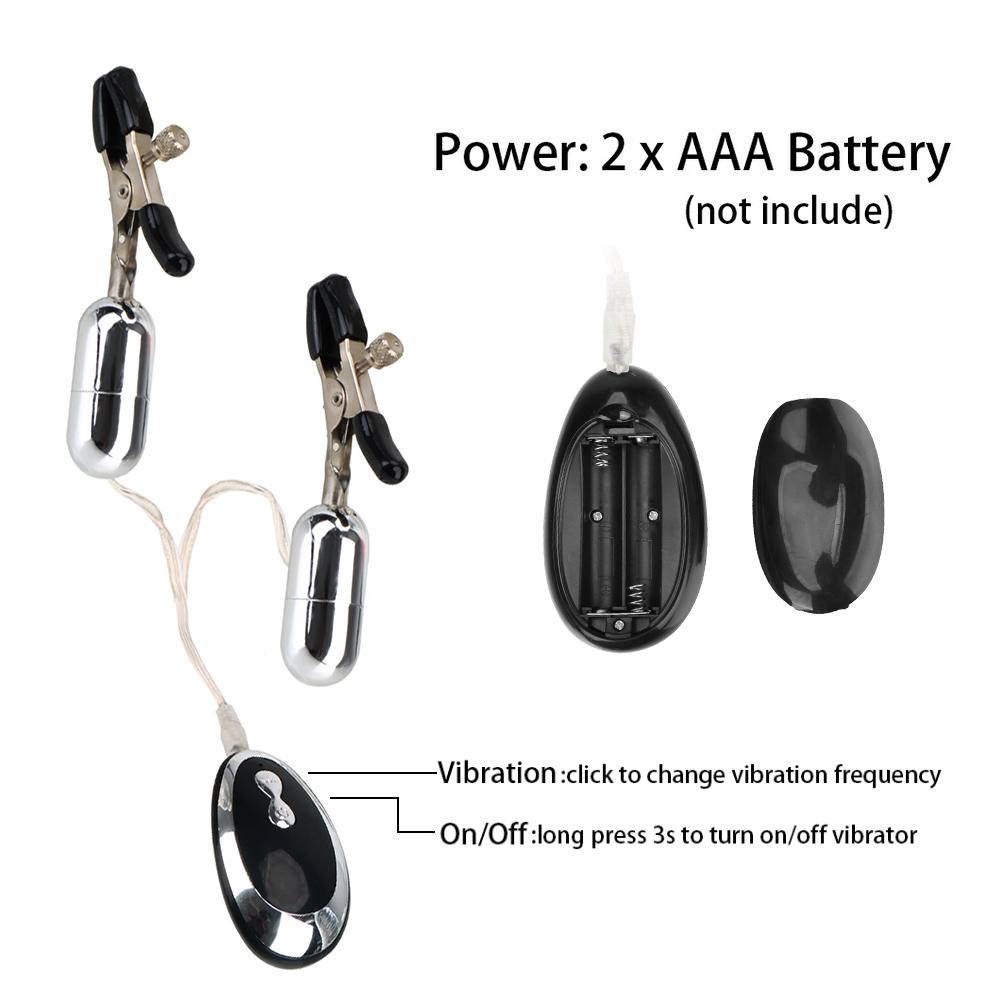 Brystvorteklemmer Klitorisk klips Brystvorte Klitoral Stimulere Brystmassasje Vibrator Sex Shop 20 Frekvens SM Produkter Sexleketøy for Kvinner Par