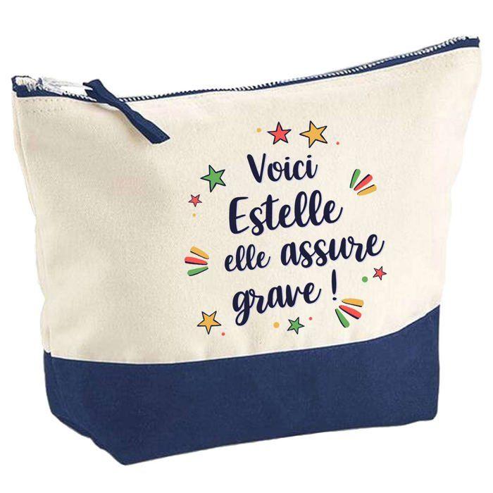 Trousse de maquillage - PLANETEE - Estelle elle assure grave - Grand format - Coton - Impression HD (Fabriquée en France)