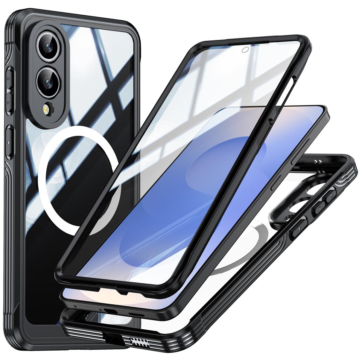 

360 Double Sided Protection for Samsung Galaxy S26 S25 Edge S24 Ultra S23 FE A56 A16 Case Tempered Glass Wireless Charging Case Galaxy S24 Ultra чёрный