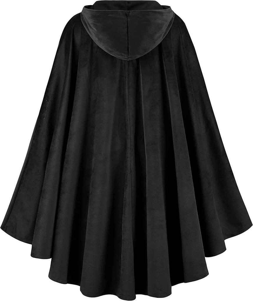 Medieval Velvet Deerskin Hooded Cloak - Renaissance Cosplay Costume Robe