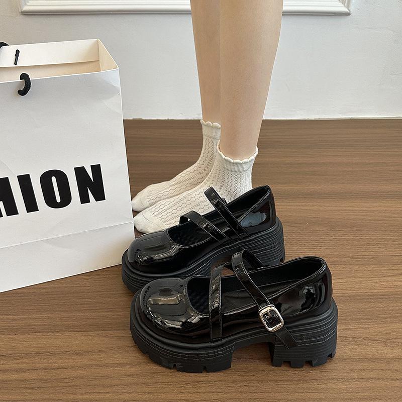 

Platform Mary Jane shoes women s 2025 new heightening muffin bottom Internet celebrity Japanese jk college style small leather shoes British style 39