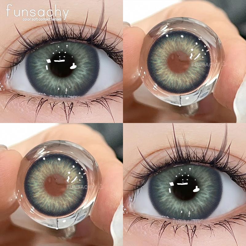 FUNSACHY 2pcs Blue Color Contact Lenses Natural Contact Lenses for Eyes Beautiful Eyes Lens Cosmetic Pupils Green Colored Lens