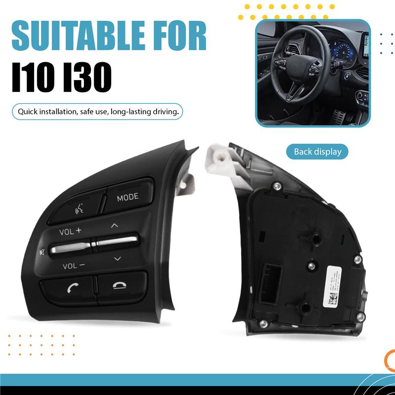 Durable-Steering Wheel Switch Button Radio Cruise Control Switch Button For Hyundai I10 I30 Veloster Kona Left 96710-J9030