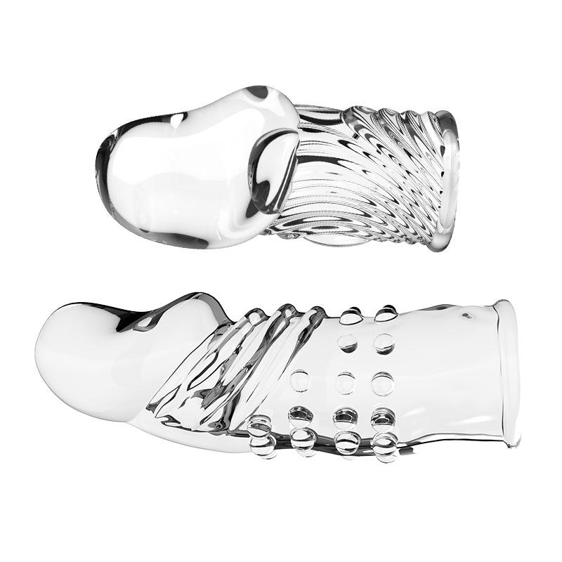 Bardzo długi przezroczysty pokrowiec na żołądź i pierścień opóźniający dla mężczyzn: Wzmacnianie Męskości i Pogrubianie Zabawka Seksualna