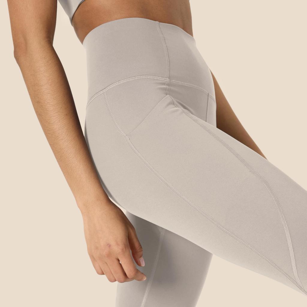 Amazon Essentials Taupe Long Length with High Super Perfect for and the Size L Women's Leggings, Pockets, Waist, Moisture-Wicking Fabric, Breathable,