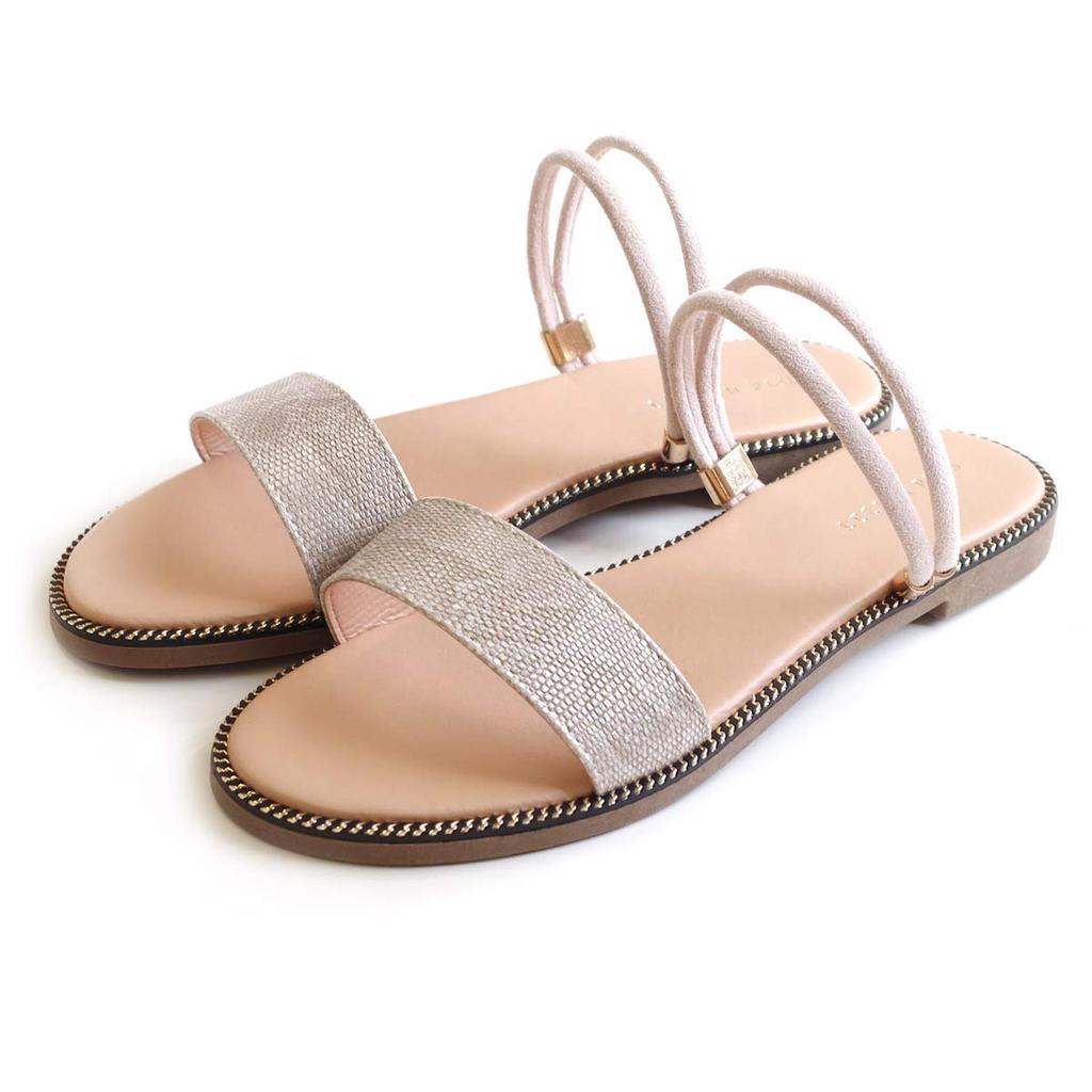 2WAY Double Strap Sandals Flat FX2104 White Silver [AmiAmi] 1.5cm Women's (L(24.0cm), Python)