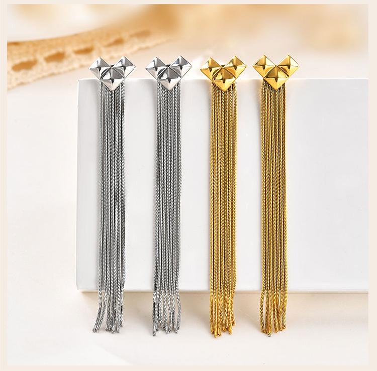 Edelstahl Herz Lange Quaste Hängende Ohrringe für Damen, Abschlussball Party Accessoire