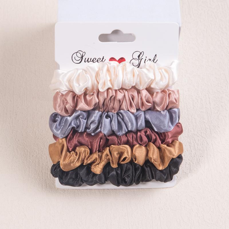 

6 шт./набор Женские эластичные резинки для волос Мягкие атласные повязки для волос Резинки Держатель для хвостика Скранчи Детские аксессуары для волос