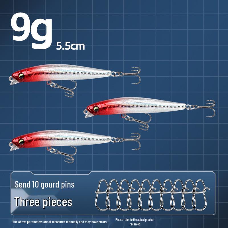 Small Silver Fish Pencil Twitching Long Cast Slow-Sinking Freshwater & Sea Fishing Lure for Mackerel & Asp