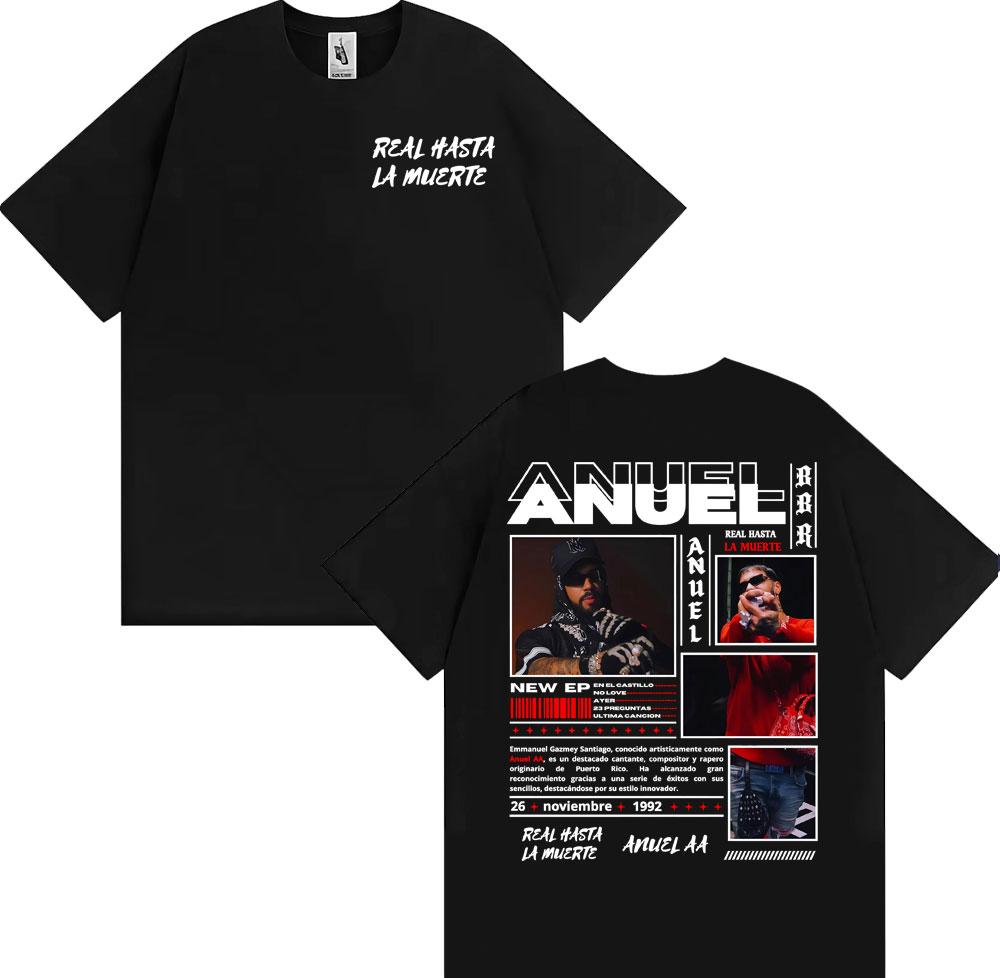 Anuel AA Rhlm 2 Real Hasta La Muerte Tričko Pánské Oblečení Harajuku Gotické Vintage Trička 100% Bavlna Oversized Tričko