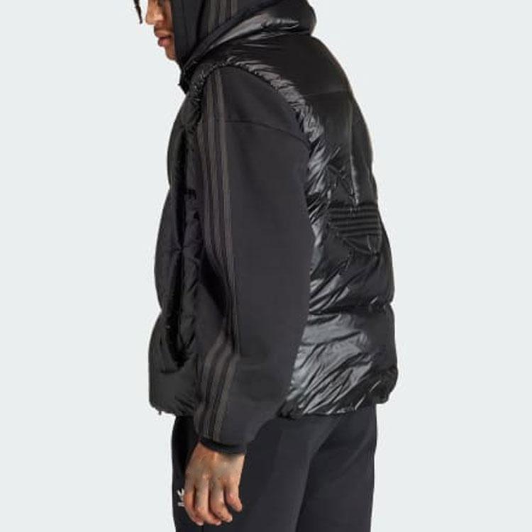 Adidas ორიგინალები FW23 მსუბუქი ქვედა ჟილეტი მინიმალური ლოგოთი და სრული ელვათი მამაკაცის გარე ტანსაცმელი შავი IR7129