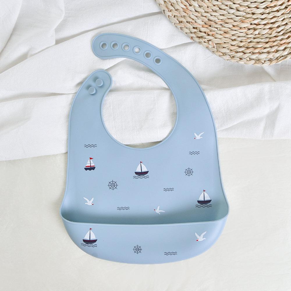 Soft Silicone Baby Bibs with Food Catcher Teething Drooling Bib  For Girls Boys Toddlers