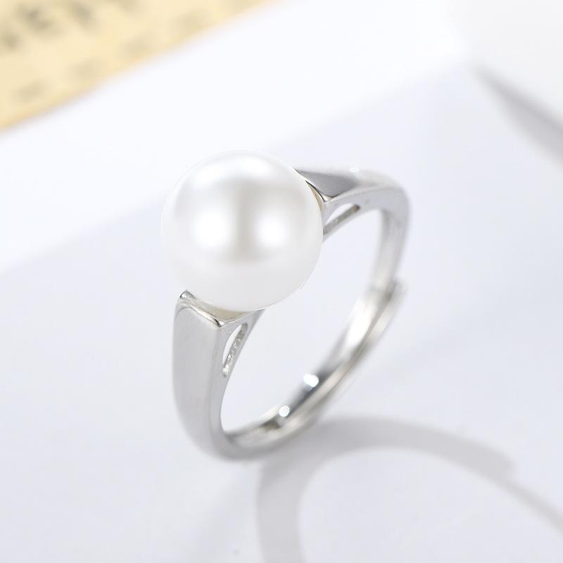 

Pearl Ring 925 Silver Jewelry Accessories Open Finger Rings for Women Wedding Birthday Engagement Promise Party Gift Wholesale resizable срібний