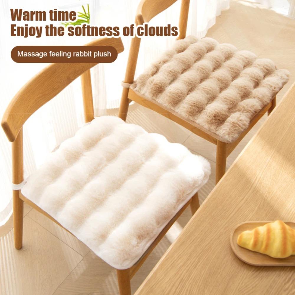 Thickened Plush Chair Seat Rabbit Plush Chair Seat Pads Office Seat Cushion  Home