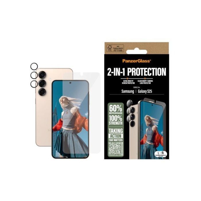Protector de pantalla PanzerGlass Samsung Galaxy S25 Vidrio templado antihuellas
