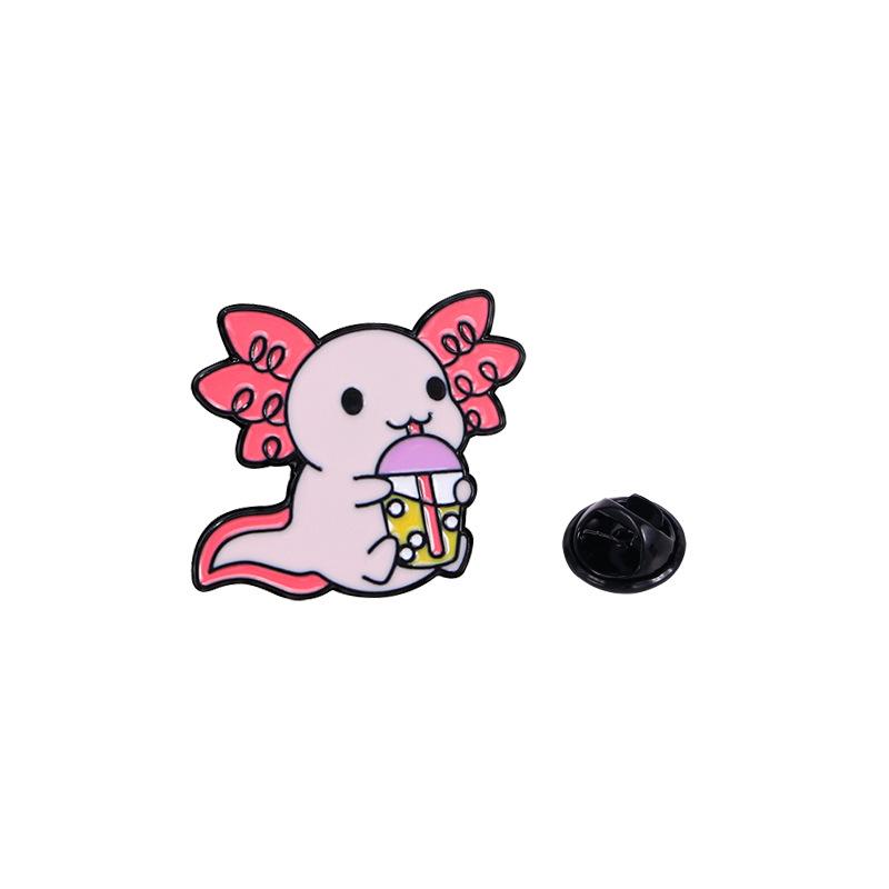 Cute Anime Alloy Brooch Cartoon Marine Animal Salamander Student Children's Clothing Badge Accessory Buckle
