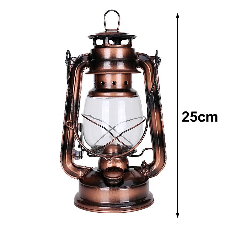 1Pc 25Cm Bronze Kerosene Lamp Retro Horse Lamp Camping Lamp Outdoor Tent Lamp Emergency Camping Portable Hanging Lamp