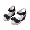 Ladies Platform Denim Sandals Fashion Bow Mixed Colors Wedges High Heels Women's Sandals Casual Party Woman Shoes