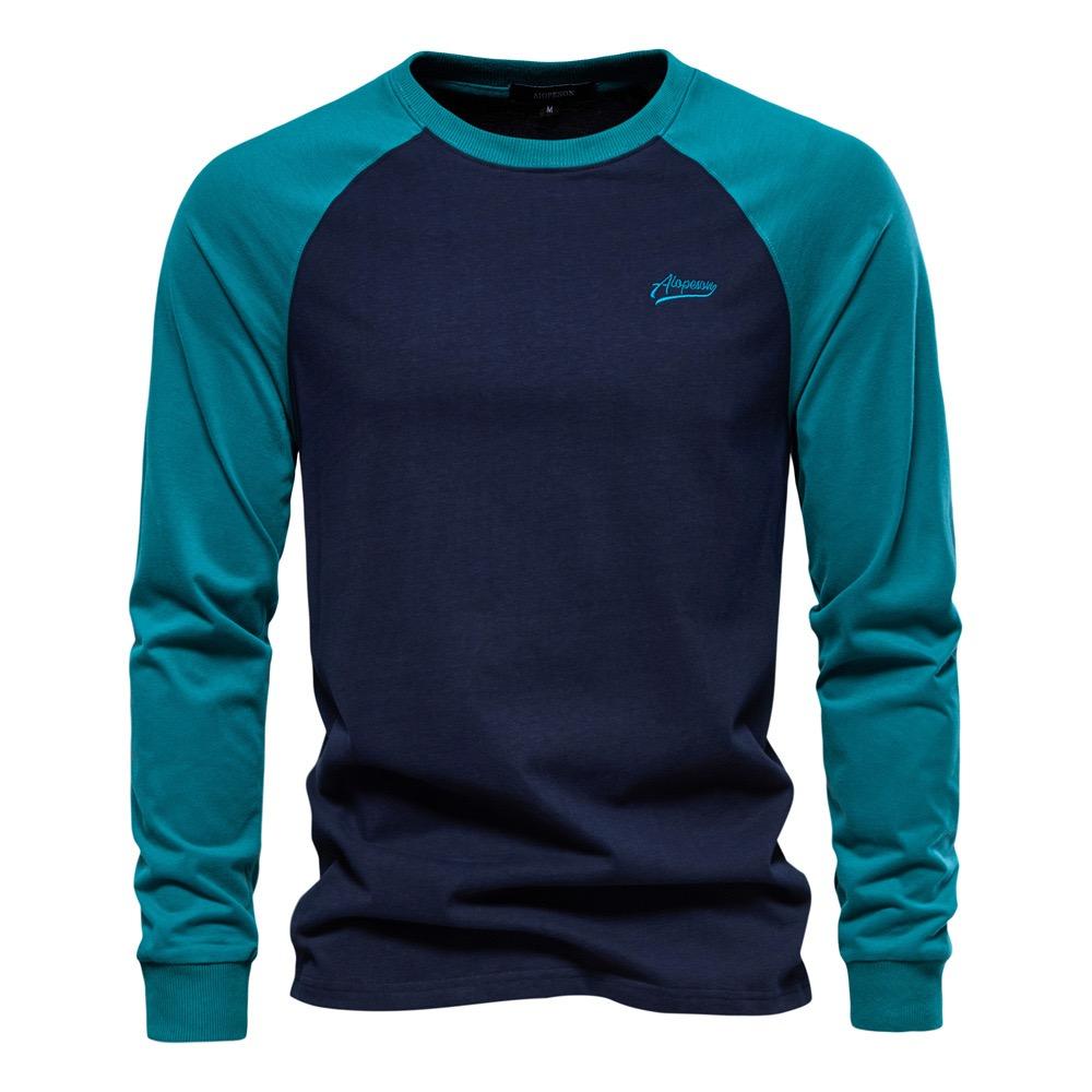 TrendHub 100% Cotton Long Sleeve Men's T-shirt Solid Color Letter Print Casual T Shirts for Men New Spring Tops Tee Men Clothing