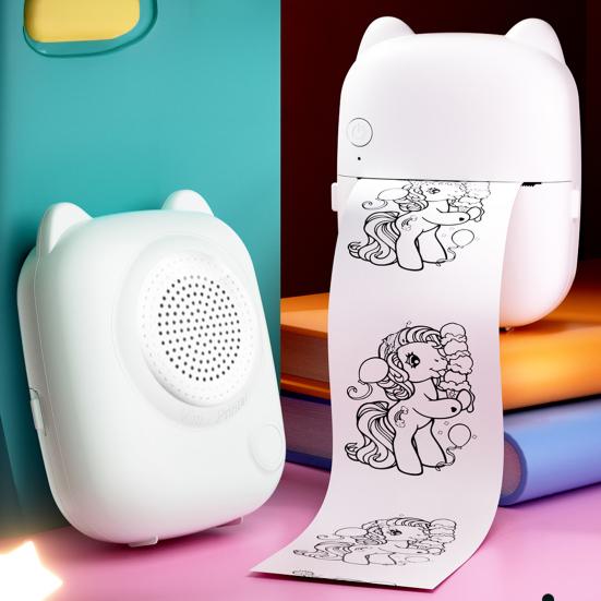 KI-Taschendrucker Tragbarer kabelloser Fotodrucker 1200mAh Tintenloser Thermodruck KI-Sprachsteuerung Mehrsprachige Unterstützung Kompakter Mini-Drucker