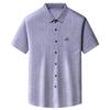 Summer Short-sleeved Slim-fit Shirt Men's Cotton and Linen Non-iron Business T-shirt  Men