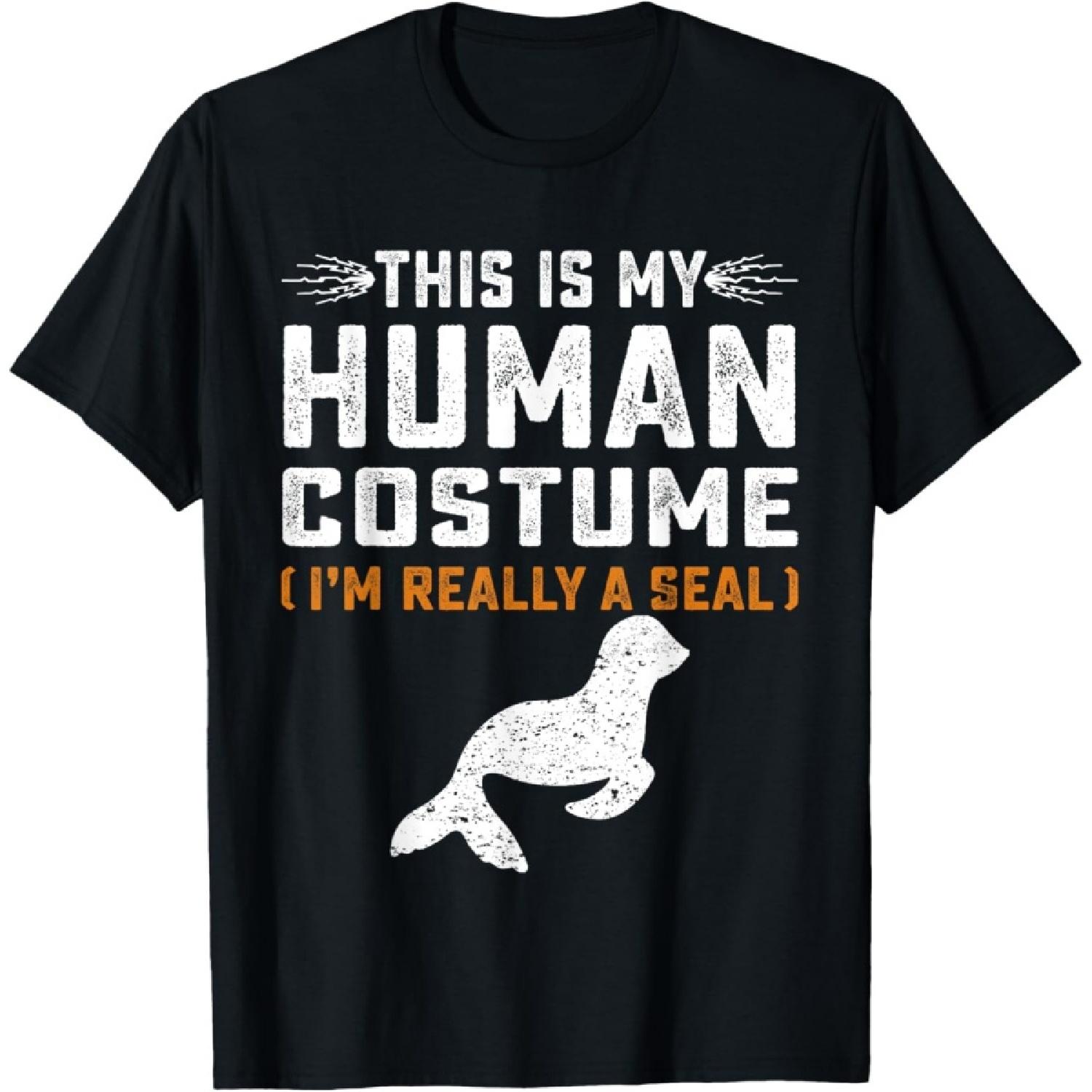 This Is My Human Costume Seal Lover Seal Animals Sea T-Shirt S