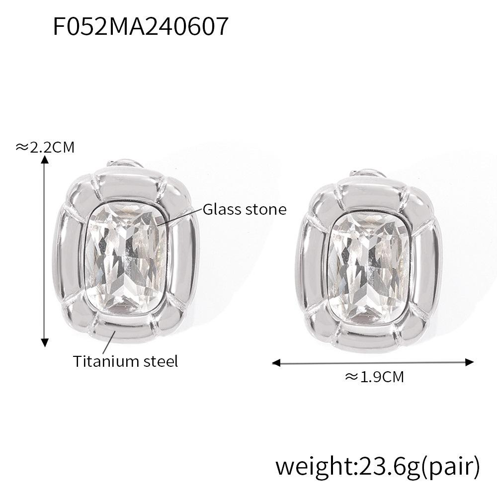 Shiny Glass Stone Pendant Necklace Bracelet Earrings For Women Stainless Steel Gold Plated Women's Long Necklaces Jewelry Set