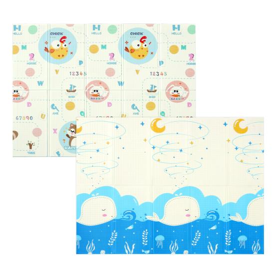 80x72in Baby Play Mat Extra Large Crawling Mat with Cartoon Animal Pattern Thick Foam Play Mat Reversible Portable Baby Floor Mat