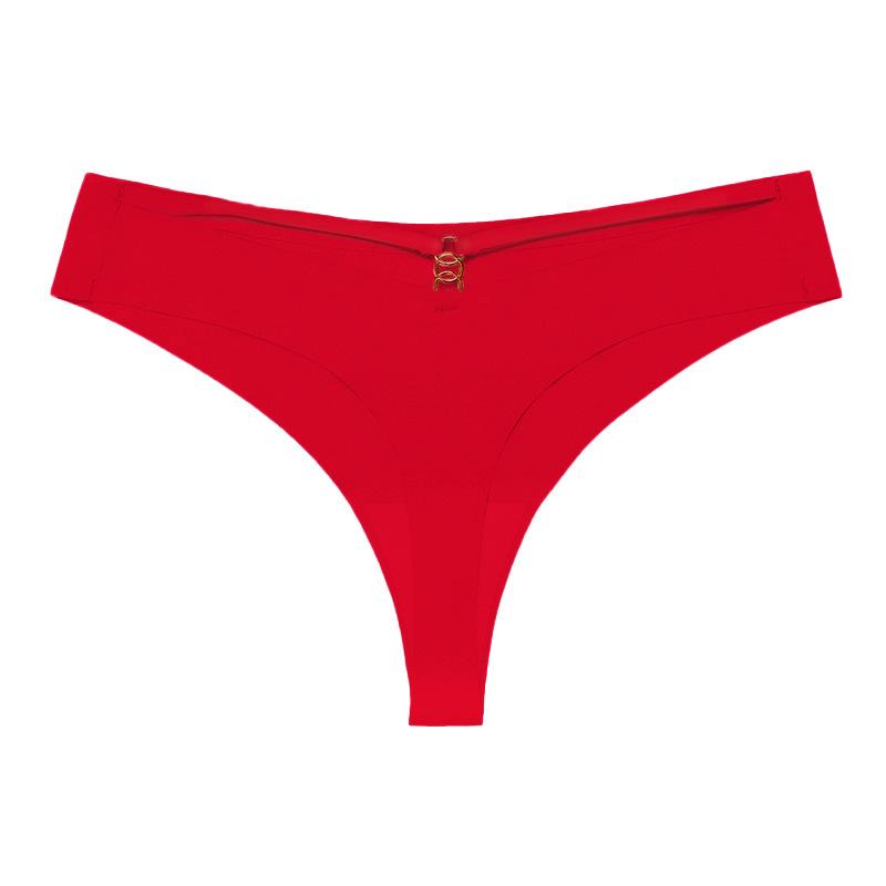 Seamless Ice Silk Thong Yoga Underwear, Plus Size, T-Back with Metal Ring