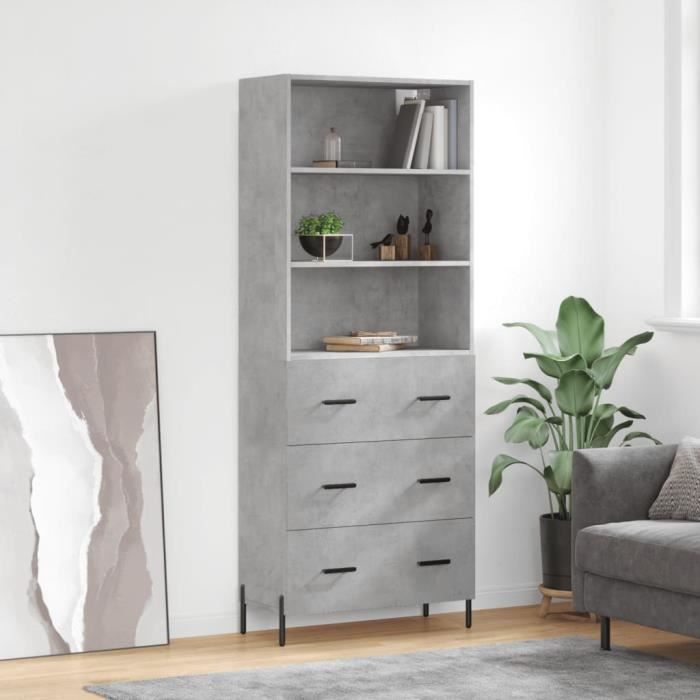 VidaXL Highboard Concrete Grey 69.5x34x180 Cm Engineered Wood 3189393