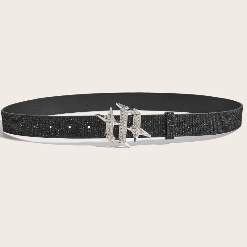 Elegant Rhinestones Studded Women Waist Belt Wide Band For Evening Parties And Casual Outings With Unique Buckles Design