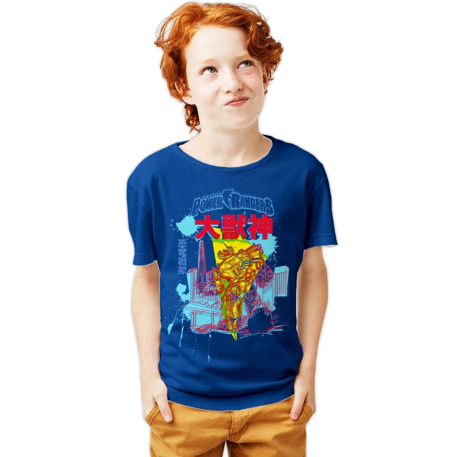 Power Rangers Neon Landscape Kanji Official Youth T-Shirt For 12-14 Years 120