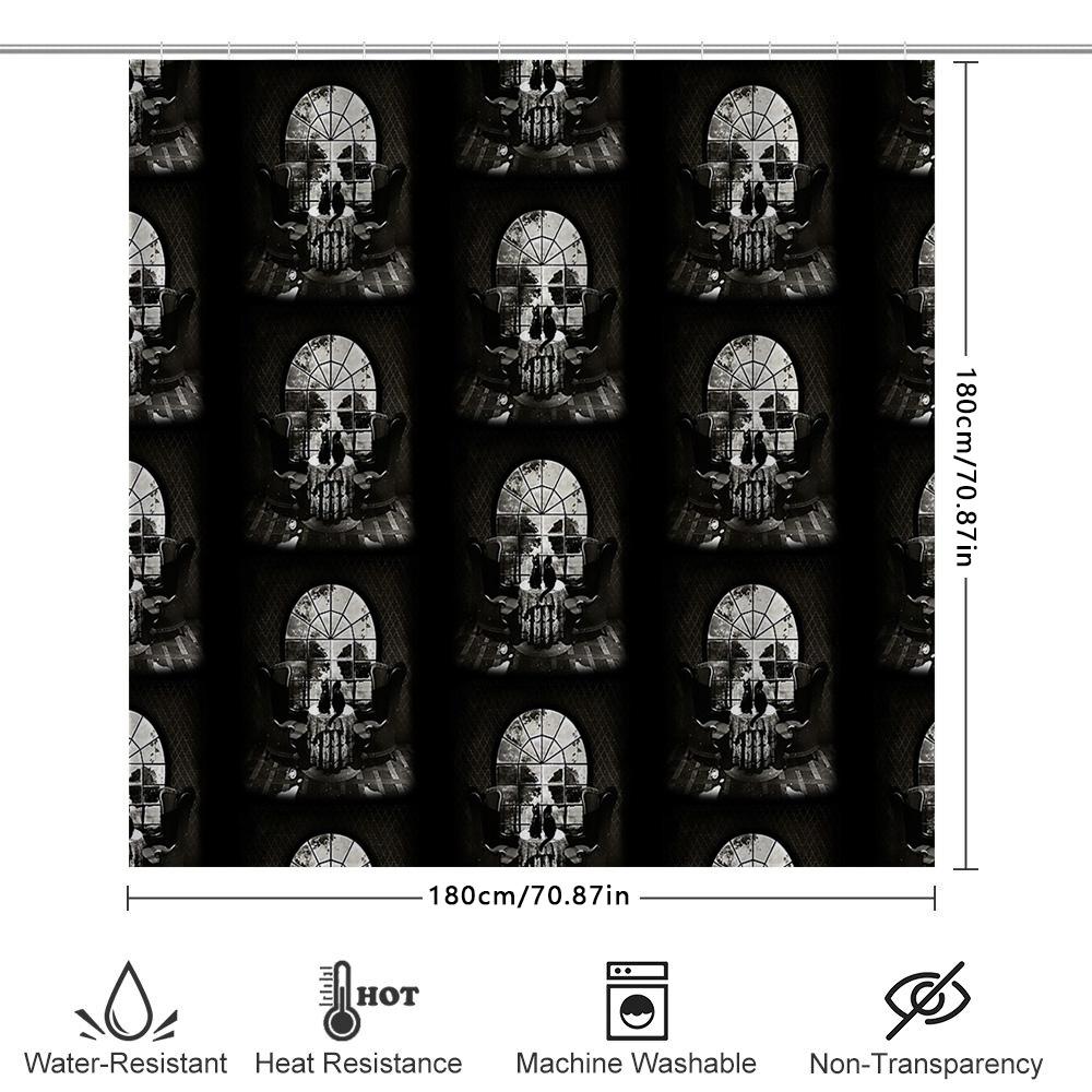 Gothic Horror Shower Curtain Skull Spooky Halloween Decor Bathroom Set Dark Art Home Textile Vintage Tapestry Wall Hanging