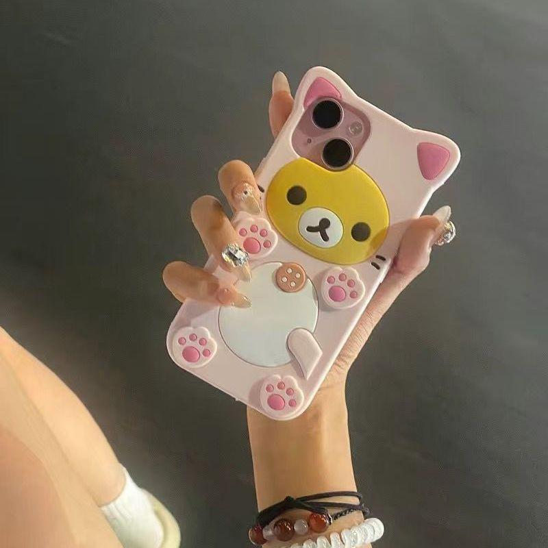 

Cat Claw Bear iPhone 7Plus/6p Phone Case Apple 15/14/13 Cartoon Apple 12/11 Soft XSMax Case Apple 15promax розовый