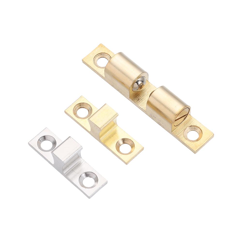 1Pcs Closet Tension Latch Bead Lock Brass Copper Double Spring Steel Ball Door Bumper 40/50/60/70mm Damper Buffer Door Catch