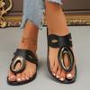 Summer Women Flat Slippers Metal Buckle Flat Flip Flops Beach Shoes Outdoor Casual Slippers Female Fashion Sandals Slides Women