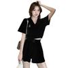 Summer 2025 Women's College-Style Casual Sportswear: Loose Short-Sleeve Tops & Wide-Leg Shorts Two-Piece Set