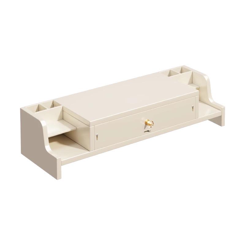 Desktop Monitor Stand with Drawer and Storage Shelf